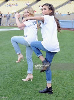 Rowan Blanchard on the field before the game between the Colorado Rockies and Los Angeles Dodgers at Dodger Stadium on June 18, 2014 in Los Angeles