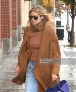 Gigi Hadid is seen walking in Soho on November 10, 2015 in New York City