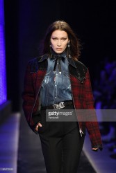 Bella Hadid walks the runway at the Dsquared2 show during Milan Men's Fashion Week Fall/Winter 2018/19 in Milan, Italy - January 14, 2018