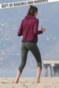 Hailey Clauson - workout on the beach in Los Angeles 01/08/2019