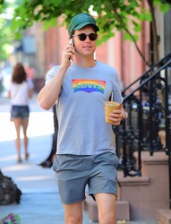 Matt Bomer - spotted out in NYC's West Village on Wednesday morning with his pride in a Rainbow Levi's shirt - July 18, 2018