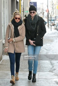 Gigi Hadid and Ireland Baldwin seen on February 14, 2014 in New York City