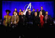 Chris Evans speaks onstage during Marvel Studios' 'Avengers: Endgame' Global Junket Press Conference in Los Angeles (April 7, 2019)