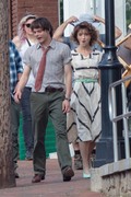 Charlie Heaton and Natalia Dyer, film a scene together for 'Stranger Things' in Lithonia, GA 10/05/2018