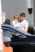 Mila Kunis and Ashton Kutcher seen at a studio grabbing some morning breakfast with their kids