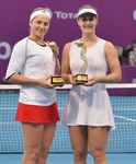 Gabriela Dabrowski and Jelena Ostapenko - during Qatar WTA Total Open in Doha February 18-2018