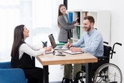 Люди с инвалидностью в офисе / People with disabilities at work in office E08e841352756254