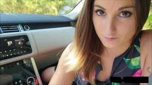 french kimmy: car blowjob - cum in mouth.