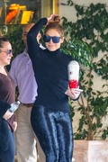 Jennifer Lopez - leaves her hotel in eye-catching satin gym pants, LA 01/02/2020