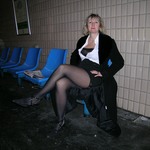 Blonde Milf shows her Pussy on Public Places